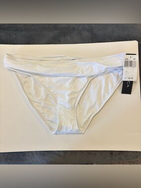 LA BLANCA Bikini Bottom Women Size 12 White Ruched Swim Bottom Classic Minamalis
